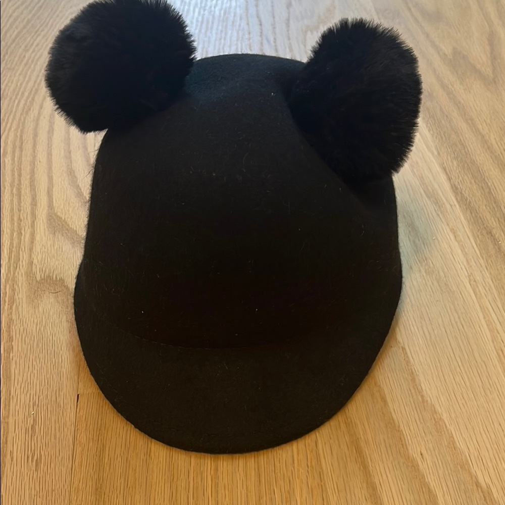 Black Hat with Pom Poms